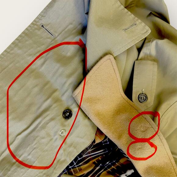 Gleneagles Vintage Long Trench Overcoat Double Breasted Lined Men Size 44L Khaki - Picture 16 of 16